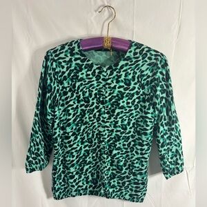 Turquoise Indie Sleeze Leopard Print Cardigan Women’s Size M